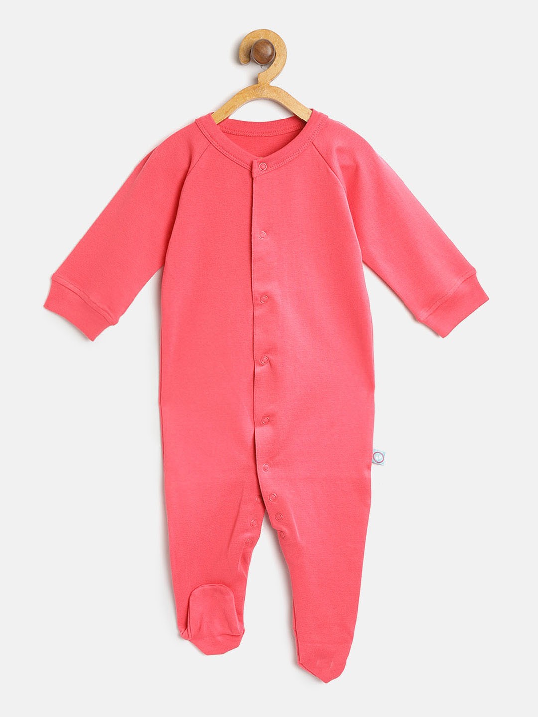 

cherrytoes Kids Pink Solid Organic Cotton Sleepsuit