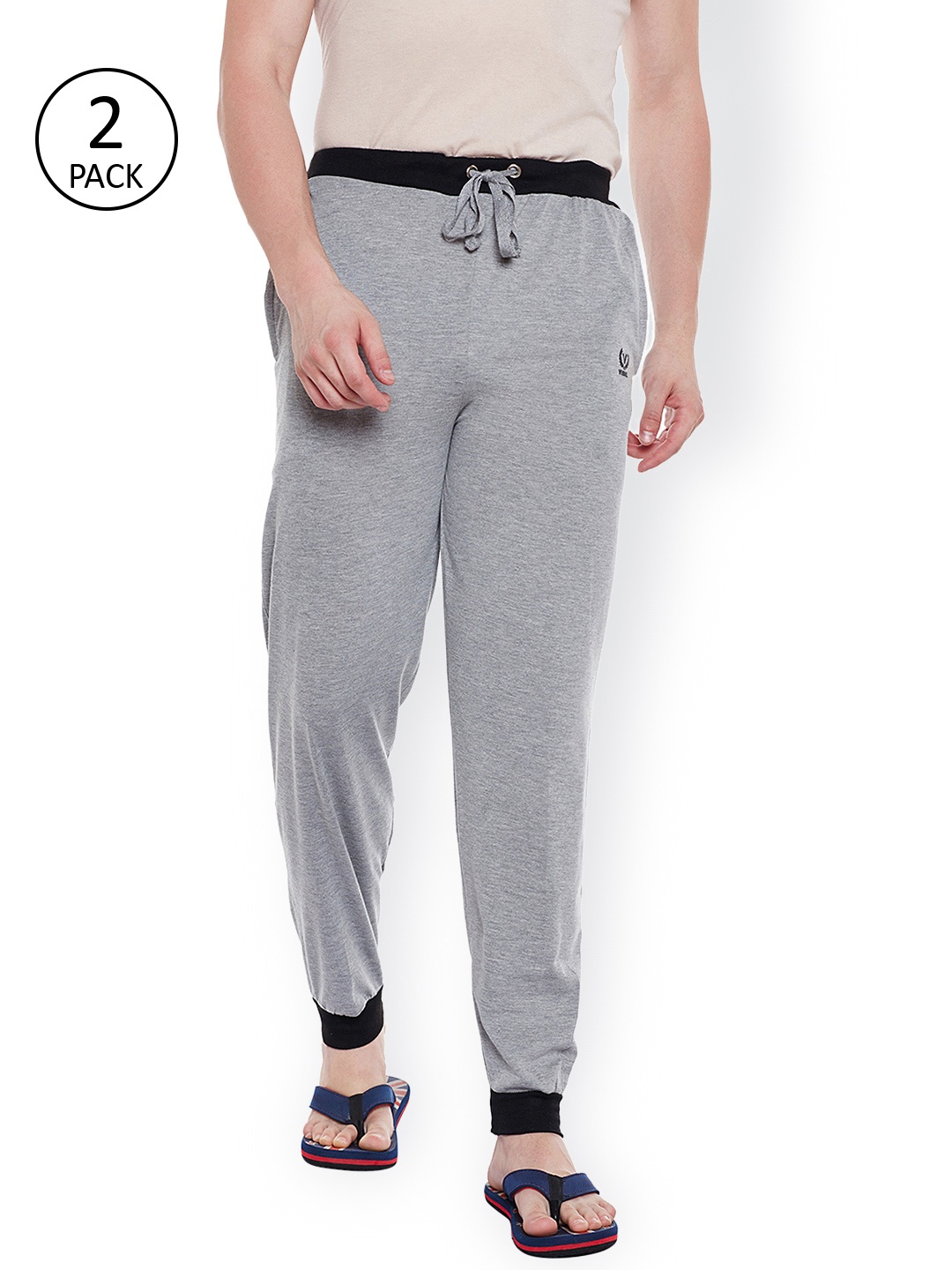 

VIMAL Men Pack of 2 Grey Melange Solid Joggers