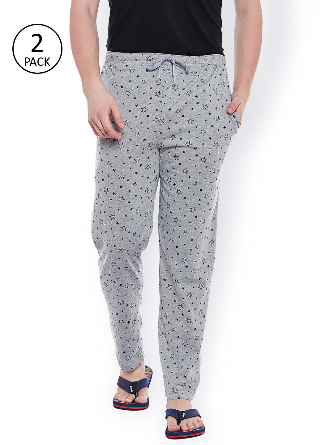 

VIMAL Men Pack of 2 Grey Melange Printed Lounge Pants