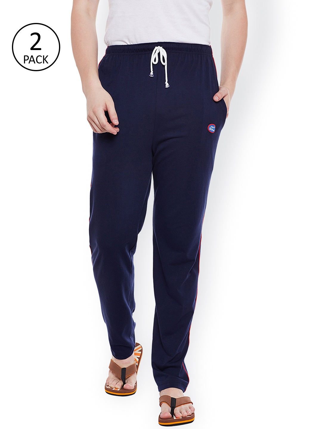 

VIMAL Men Pack of 2 Navy Blue Solid Lounge Pants