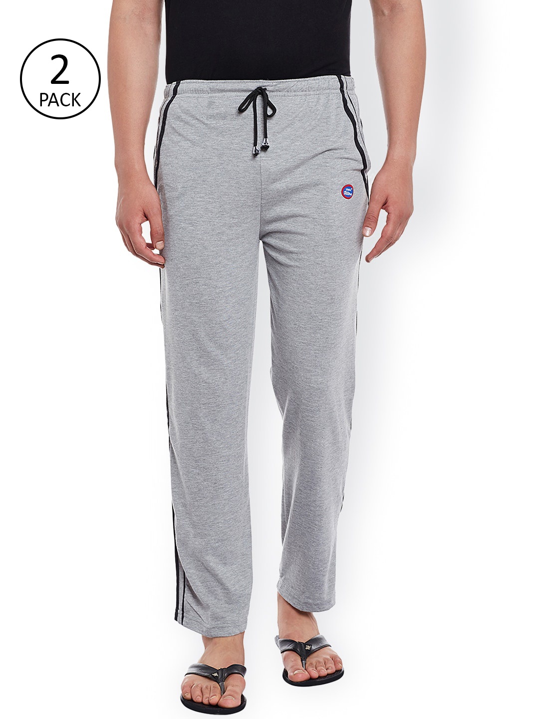 

VIMAL Men Pack Of 2 Grey Melange Solid Lounge Pants