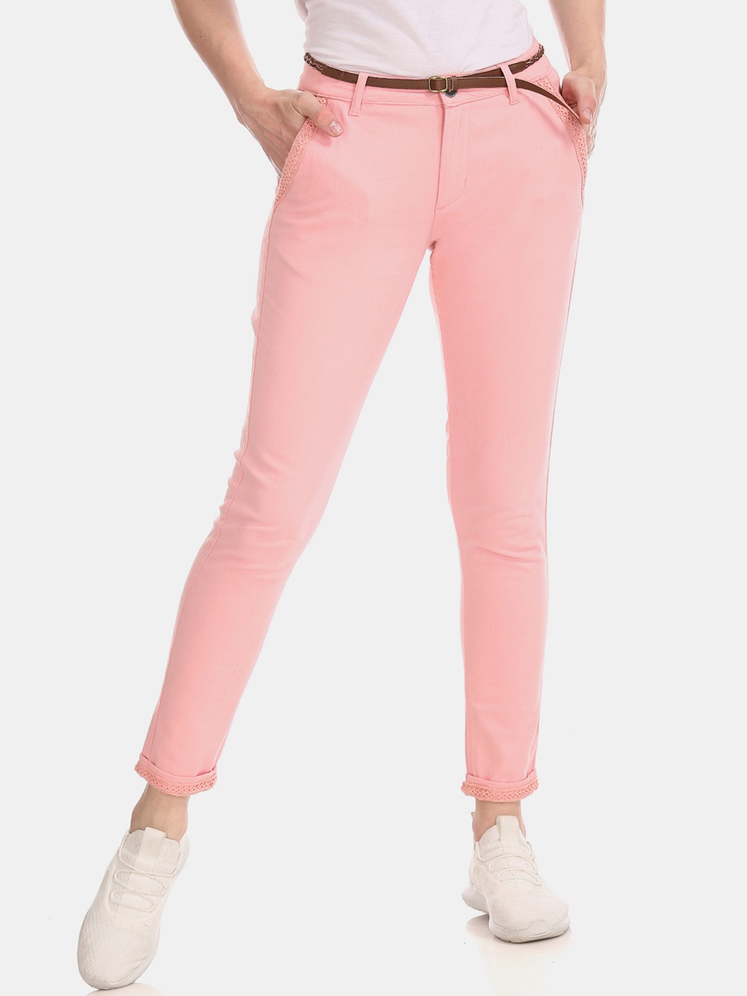 

Cherokee Women Pink Solid Regular Trousers