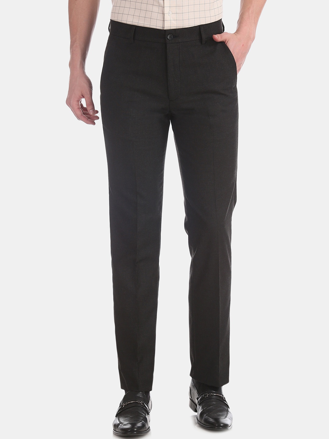 

Excalibur Men Black Slim Fit Solid Formal Trousers