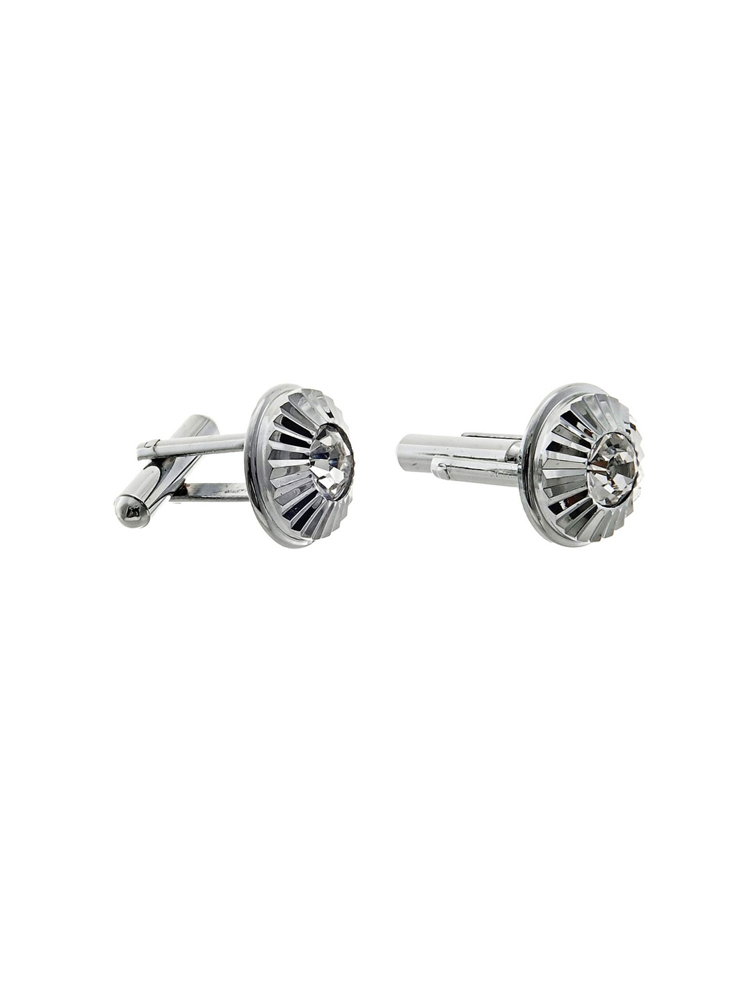 

LUCKY JEWELLERY Men Silver-Toned Embellished Round Cufflinks