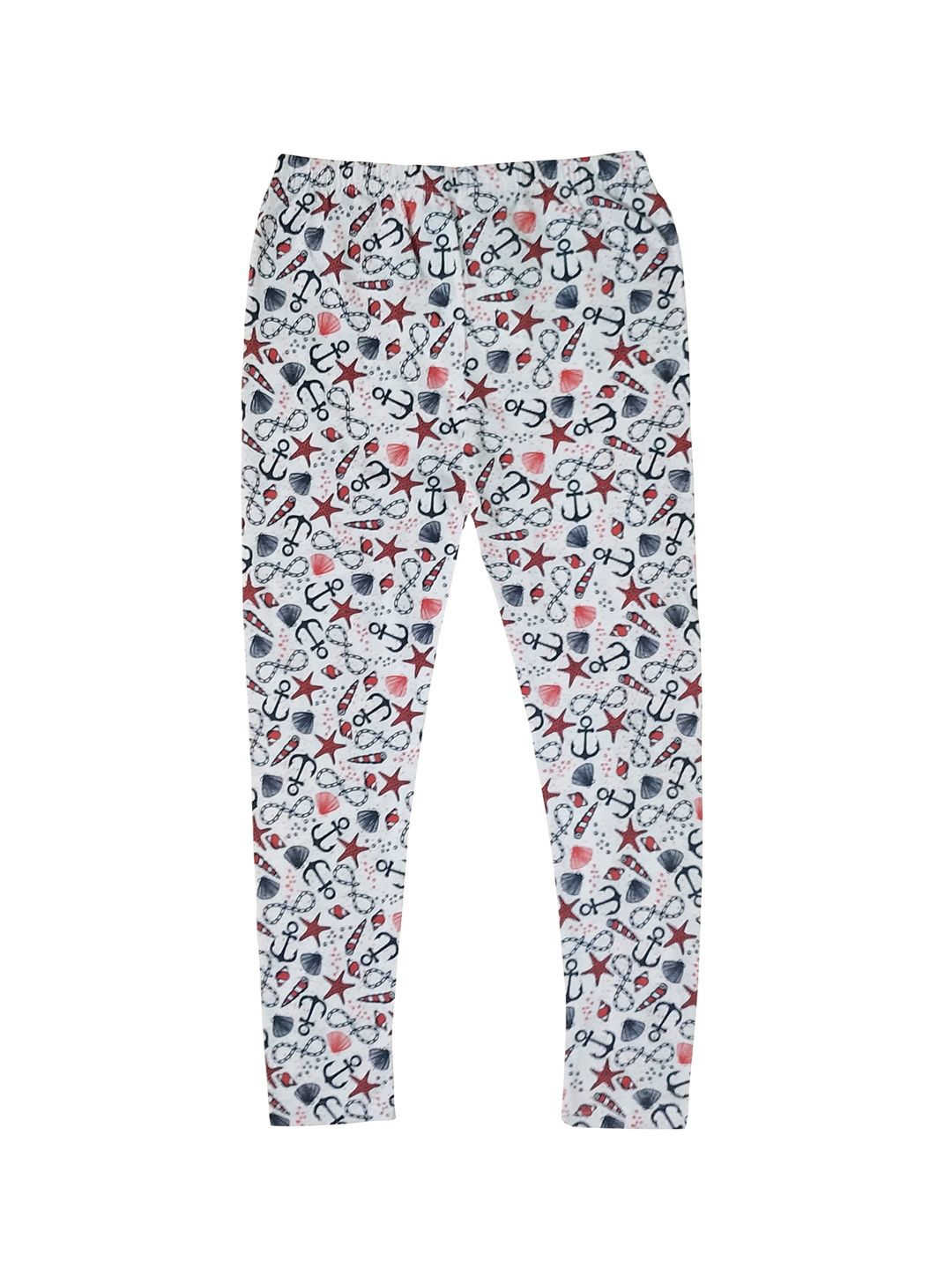 

KiddoPanti Girls White & Red Printed Ankle-Length Leggings