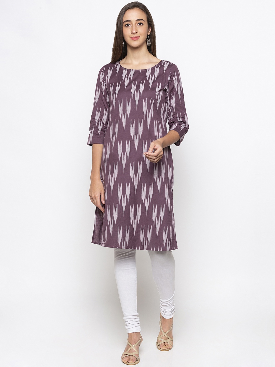 

Globus Women Purple & Grey Printed Straight Kurta