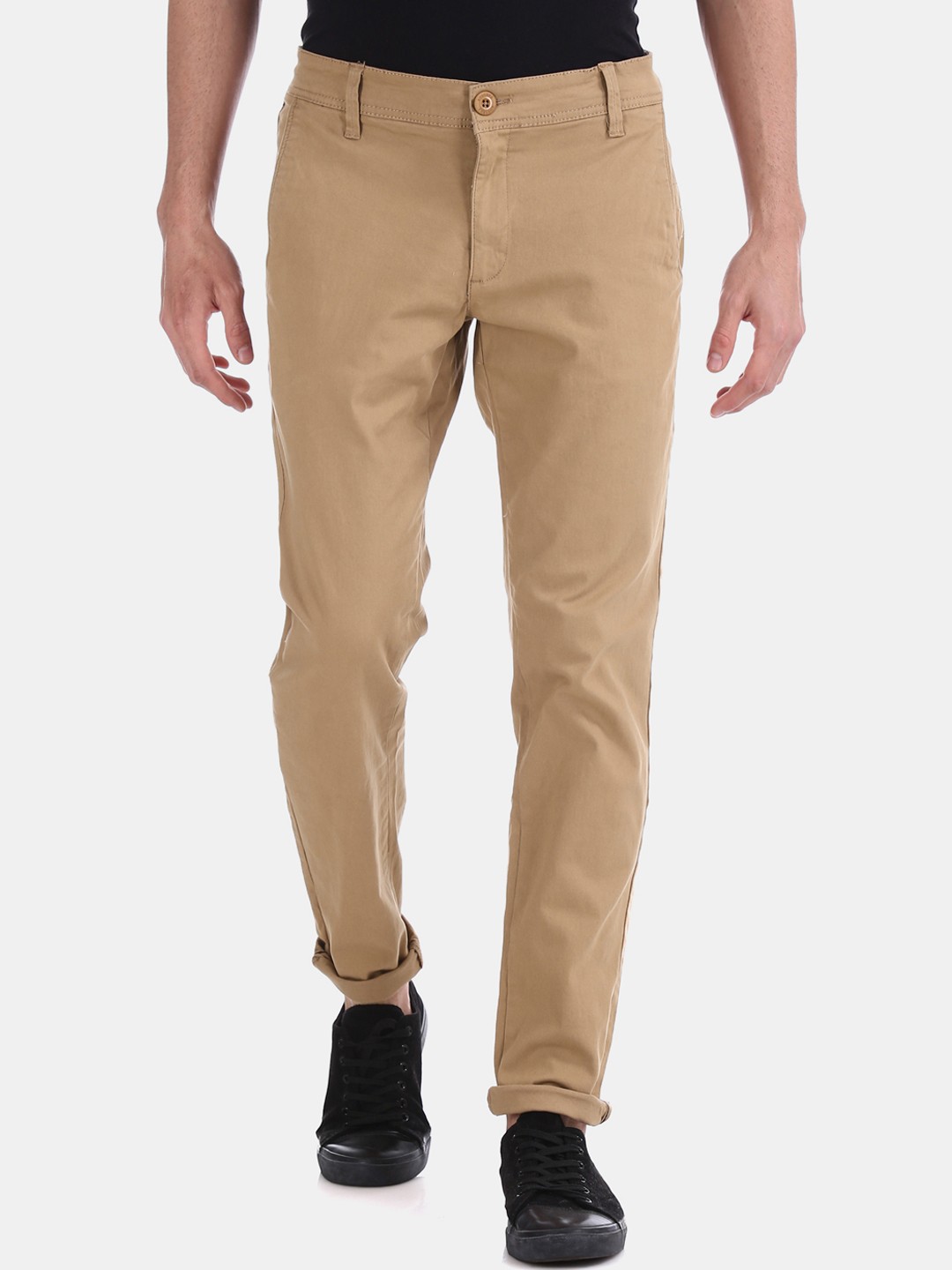 

Ruggers Men Brown Slim Fit Solid Regular Trousers