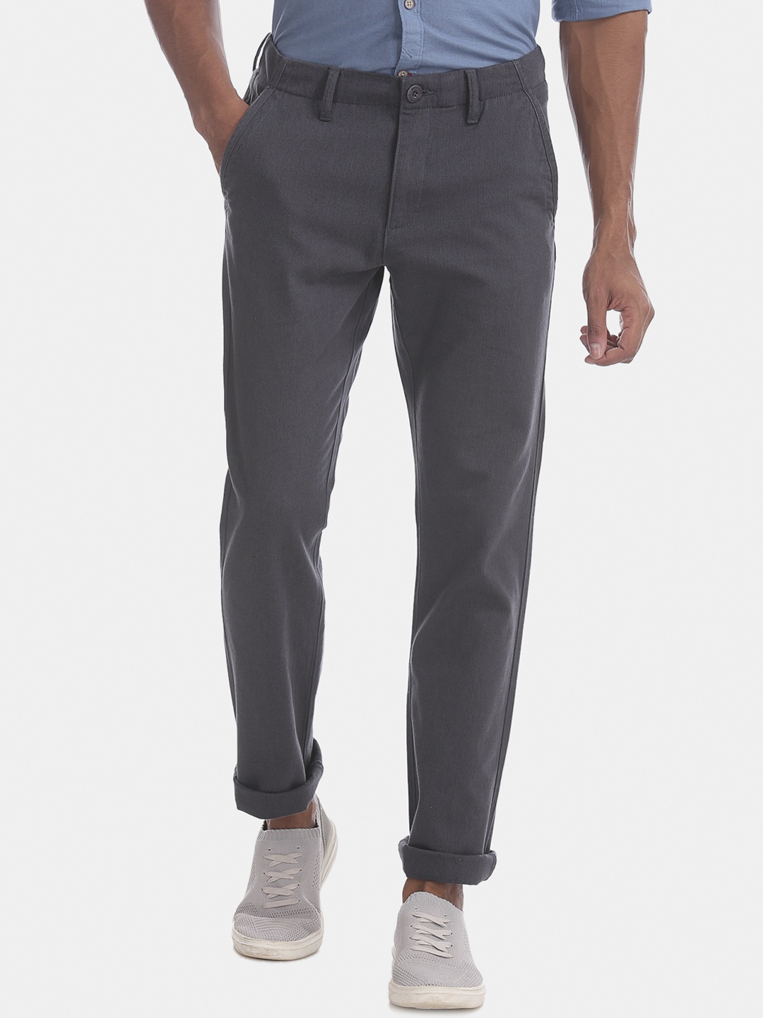 

Ruggers Men Navy Blue Urban Slim Fit Solid Regular Trousers