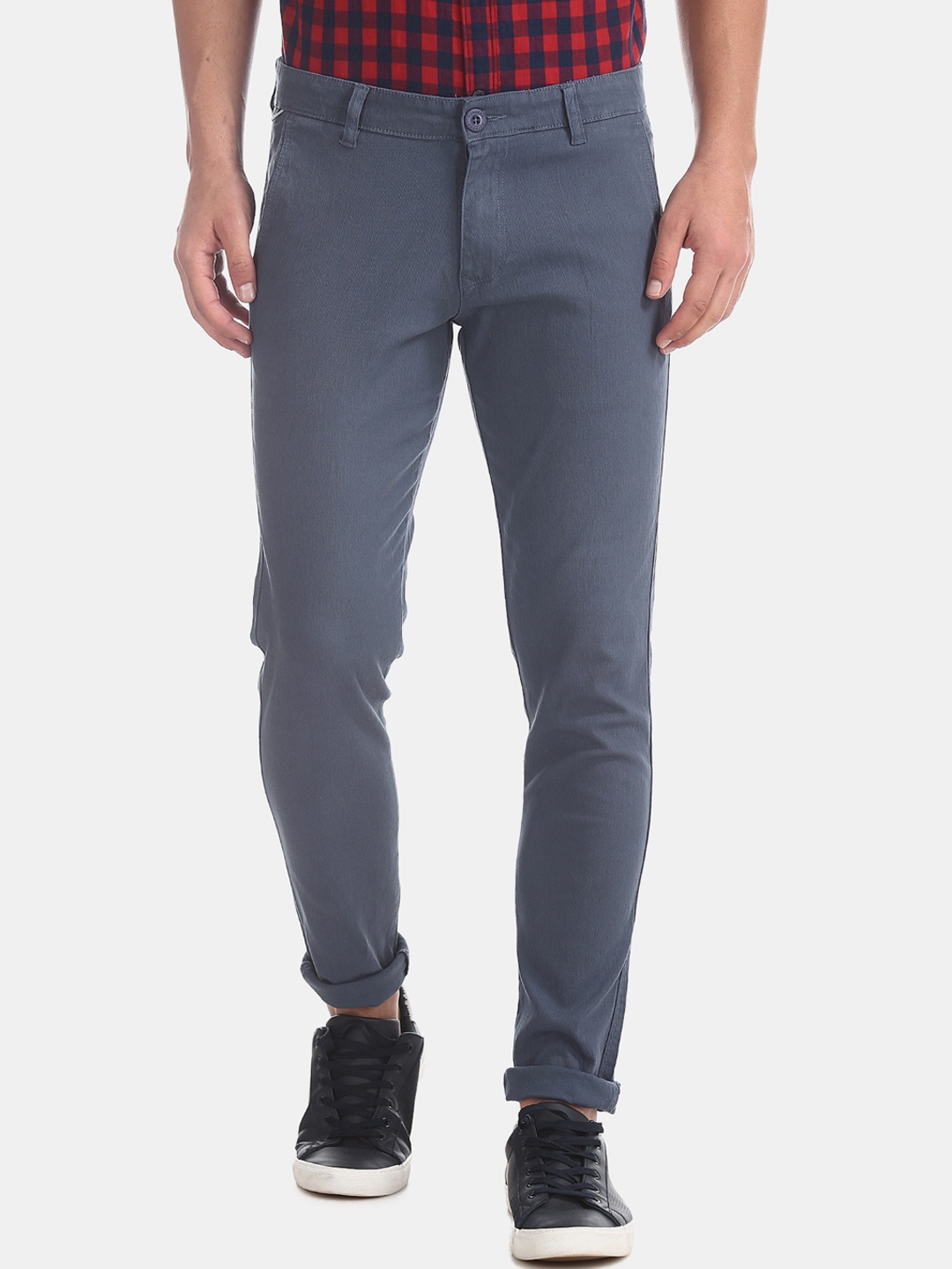

Ruggers Men Blue Slim Fit Solid Regular Trousers