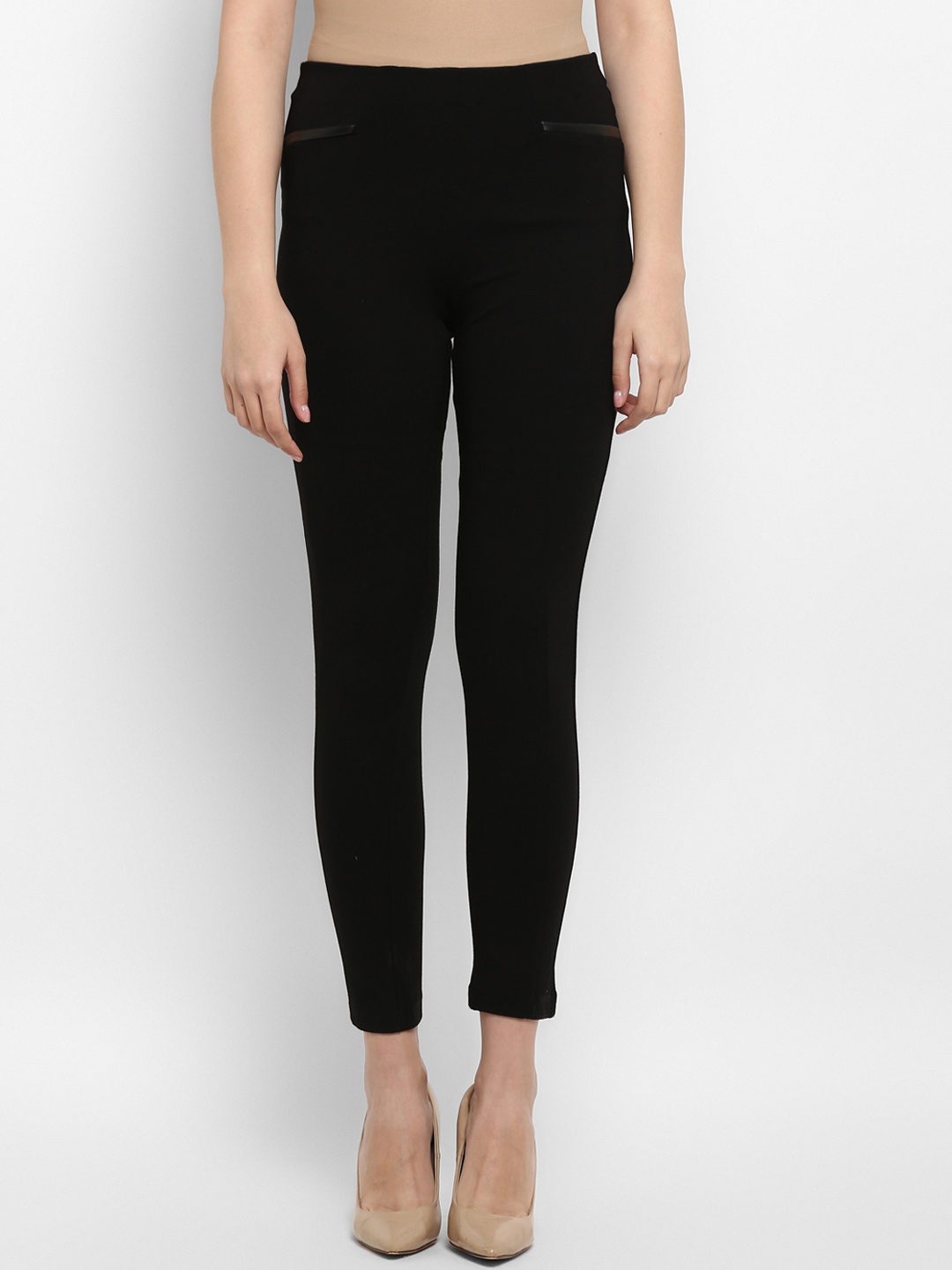 

Mode by Red Tape Women Black Solid Slim Fit Treggings