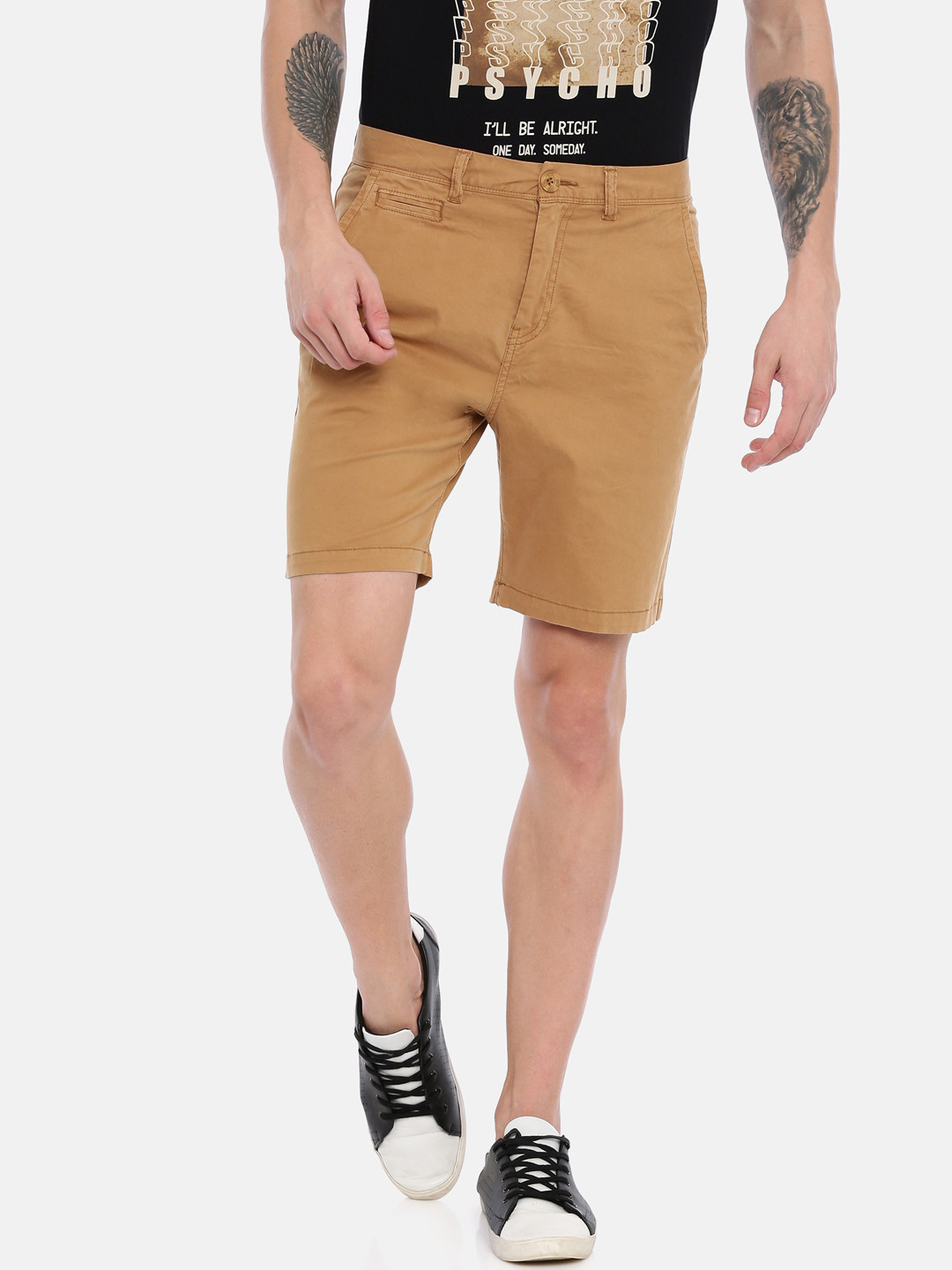 

Breakbounce Men Brown Solid Slim Fit Low-Rise Regular Shorts