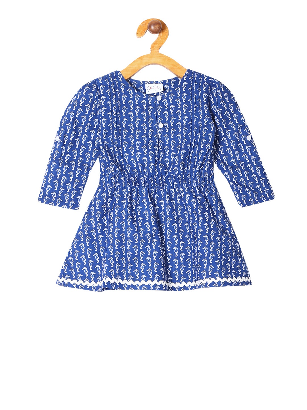 

Donuts Girls Blue Printed Fit and Flare Dress