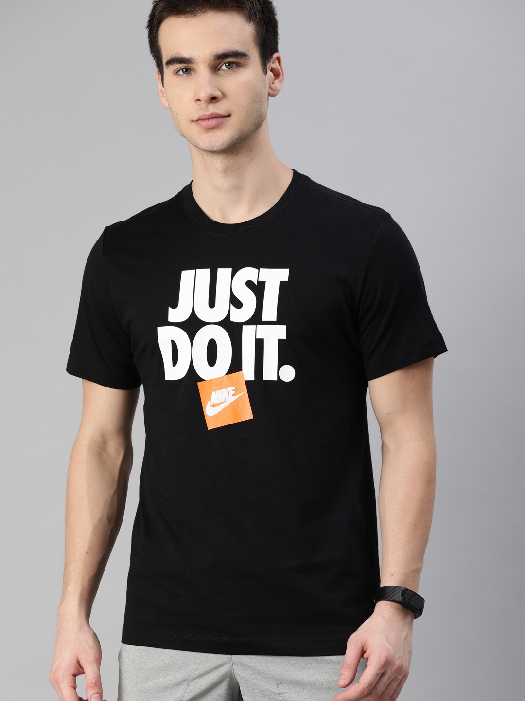 

Nike Men Black White Printed HBR 3 FS Round Neck Pure Cotton T-shirt