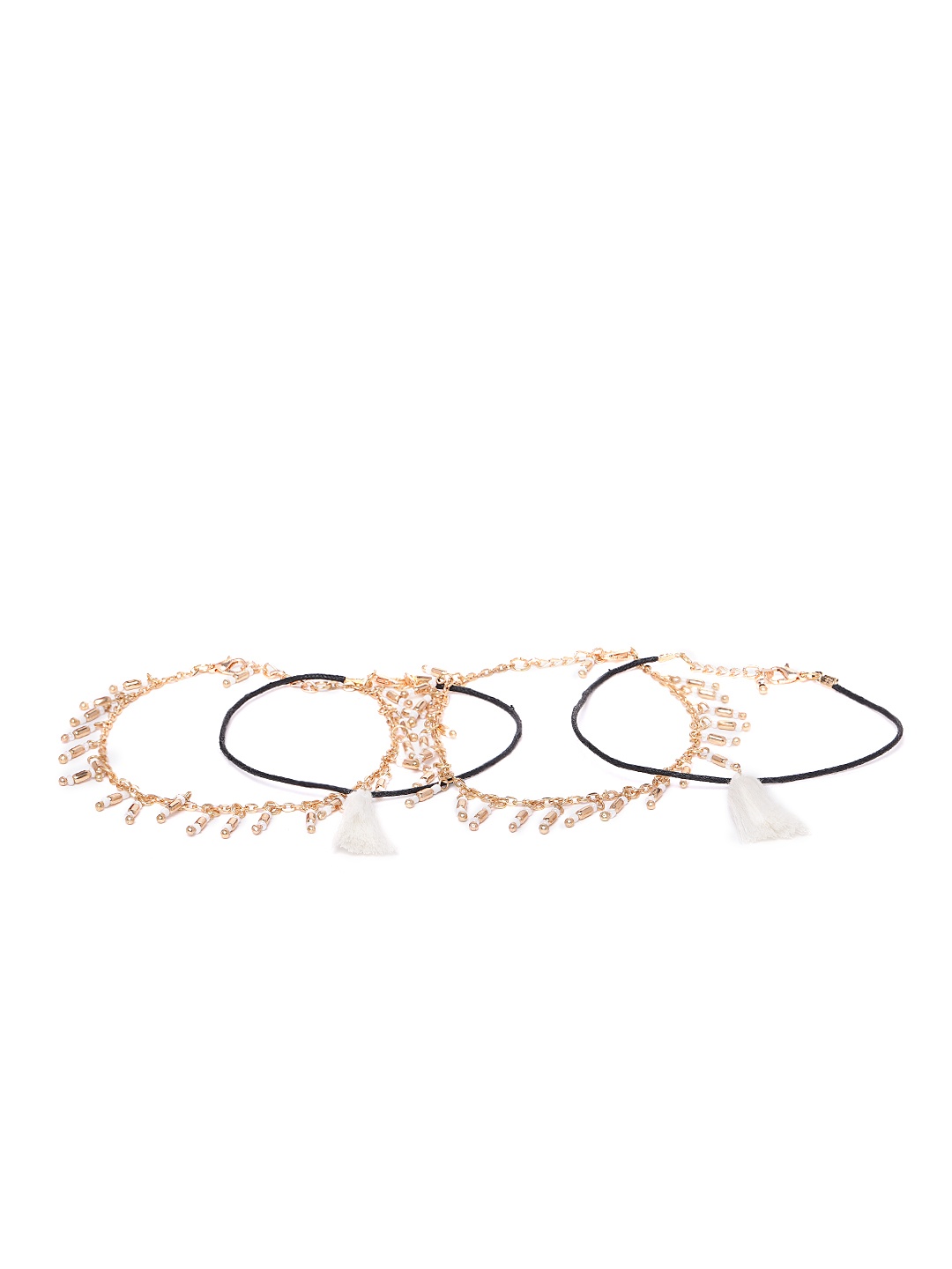 

Blueberry Women Set of 4 Gold-Plated Handcrafted Anklets