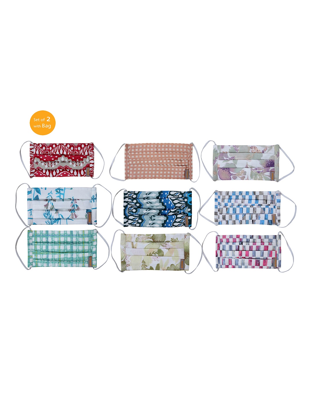 Maspar Unisex 2 Pcs 3-Ply Reusable Protective Outdoor Fabric Masks, Assorted