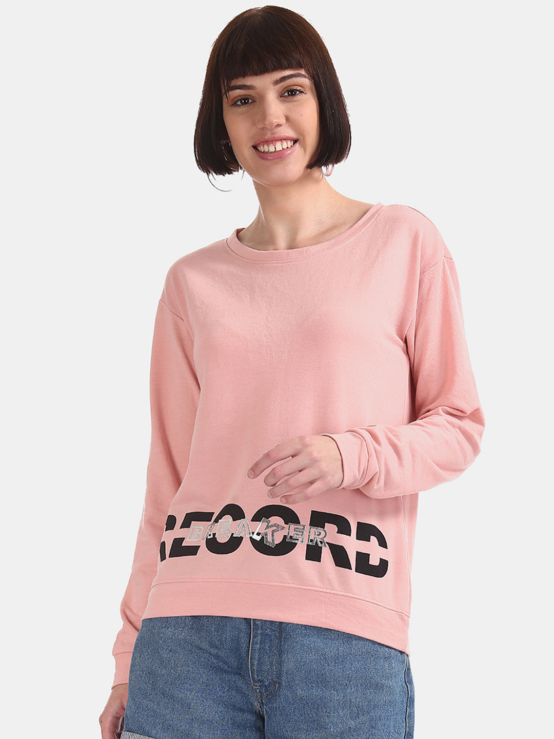 

Sugr Women Pink Printed Sweatshirt