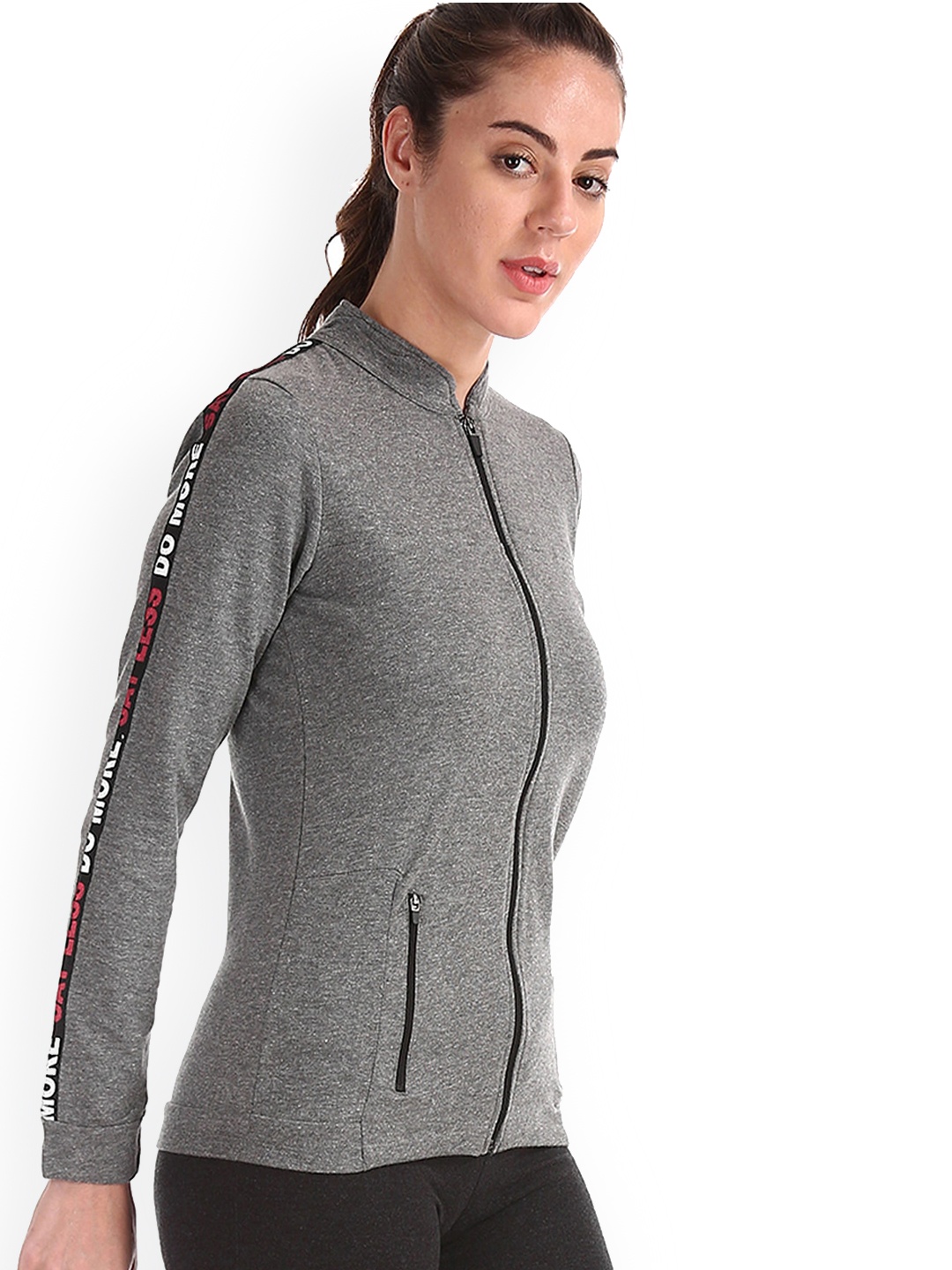 

Sugr Women Grey Melange Solid Sweatshirt
