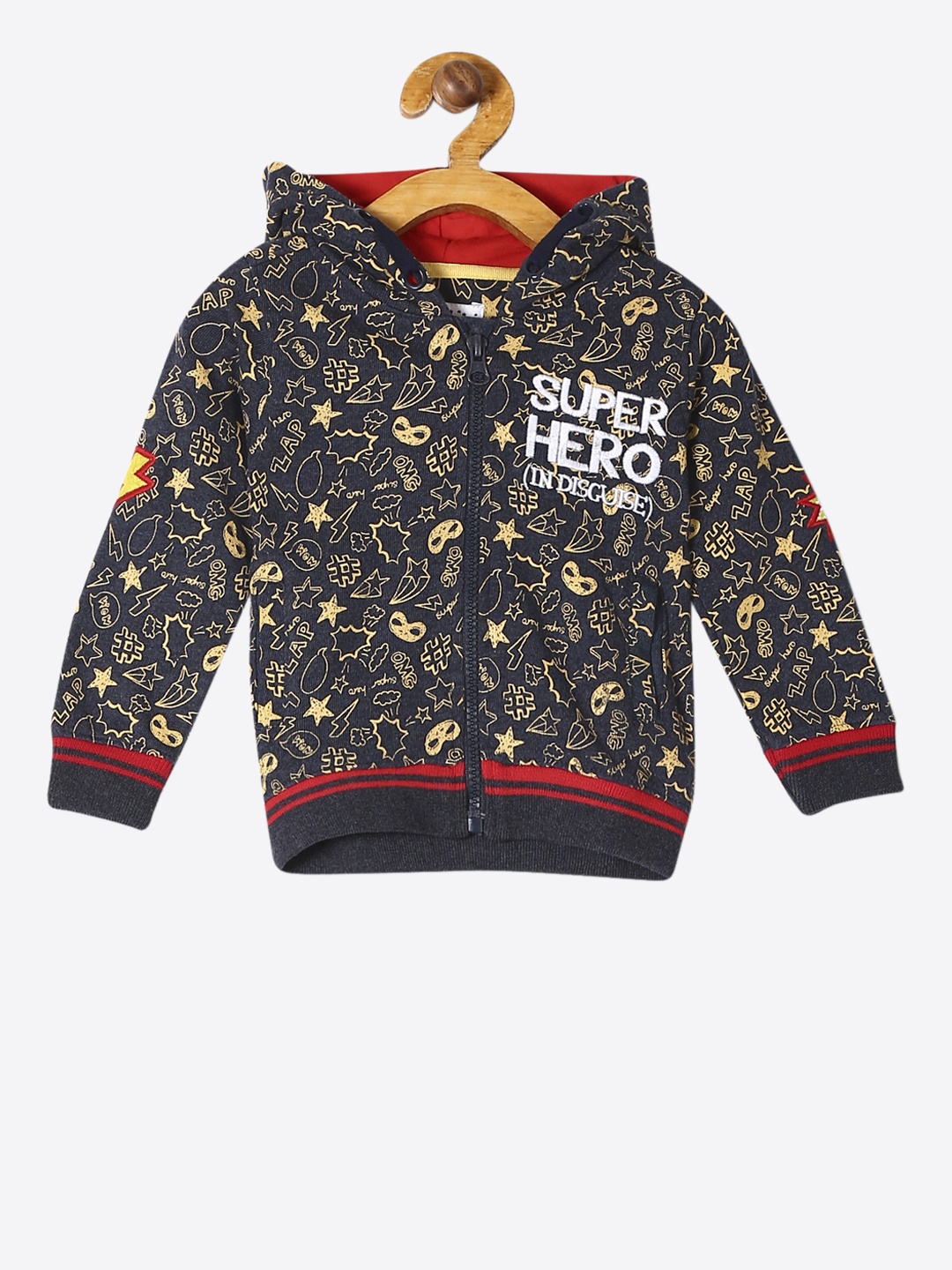 

Donuts Boys Blue Printed Hooded Sweatshirt