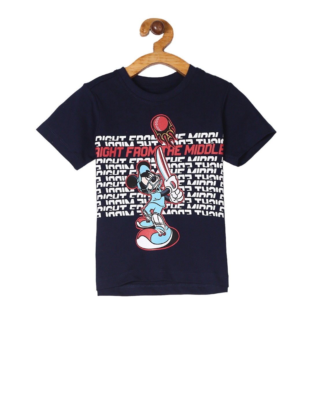 

Colt Boys Blue Mickey Mouse Printed Round Neck Pure Cotton T-shirt