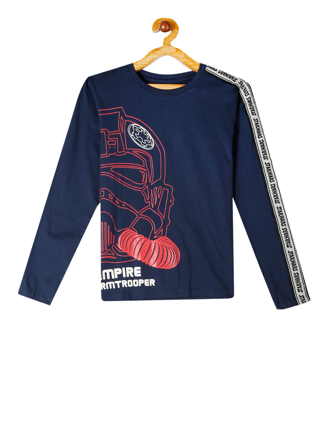 

Colt Boys Navy Blue Rust Red Star Wars Printed Round Neck Pure Cotton T-shirt
