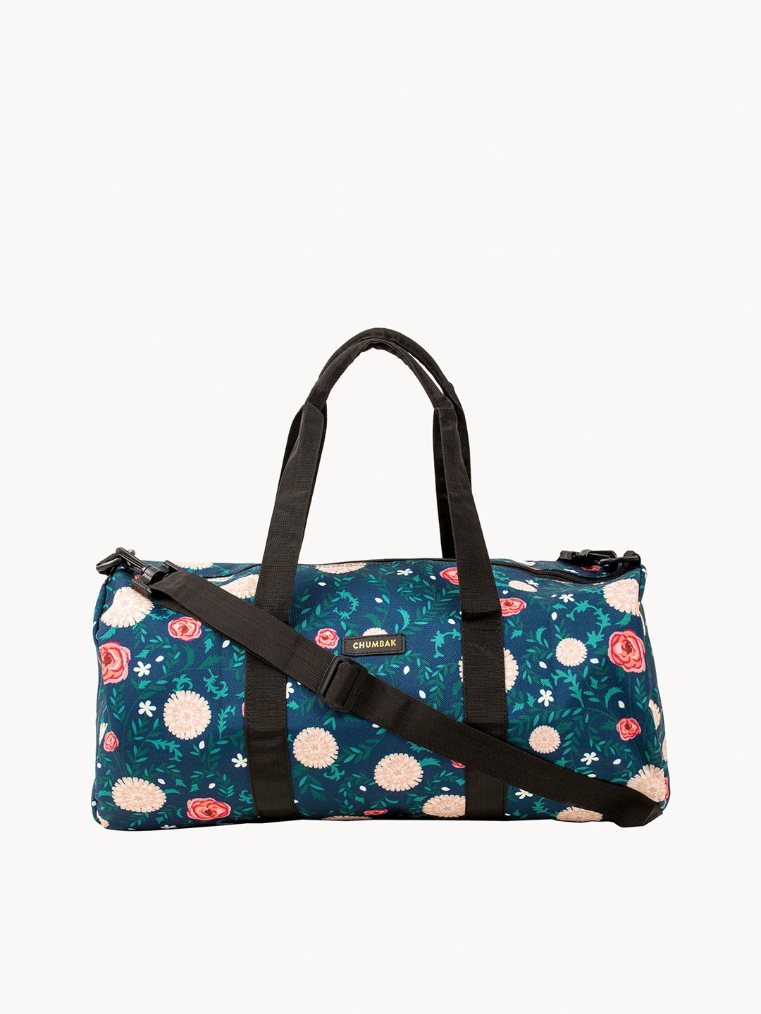 

Chumbak Navy Blue & Beige Printed Flora Garden Duffle Bag