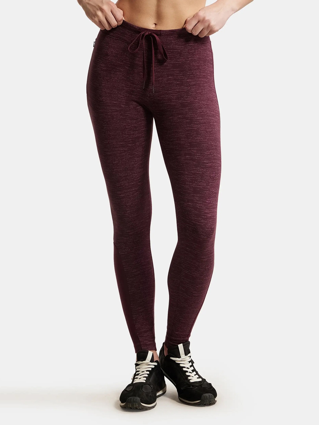

Jockey Super Combed Cotton Stretch Yoga Pants with Side Zipper Pocket-AA01, Burgundy