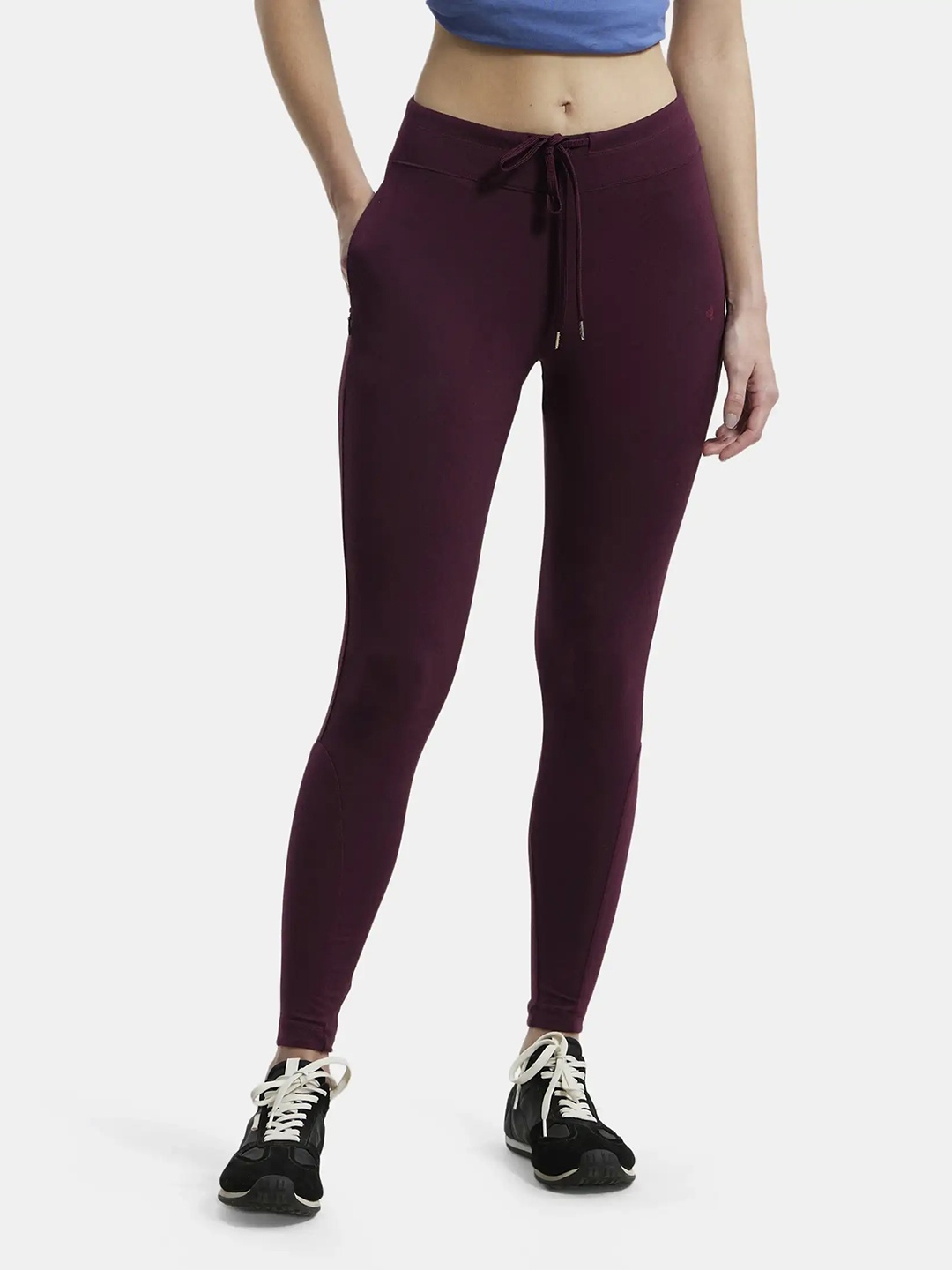 

Jockey Super Combed Cotton Stretch Yoga Pants with Side Zipper Pocket-AA01, Purple