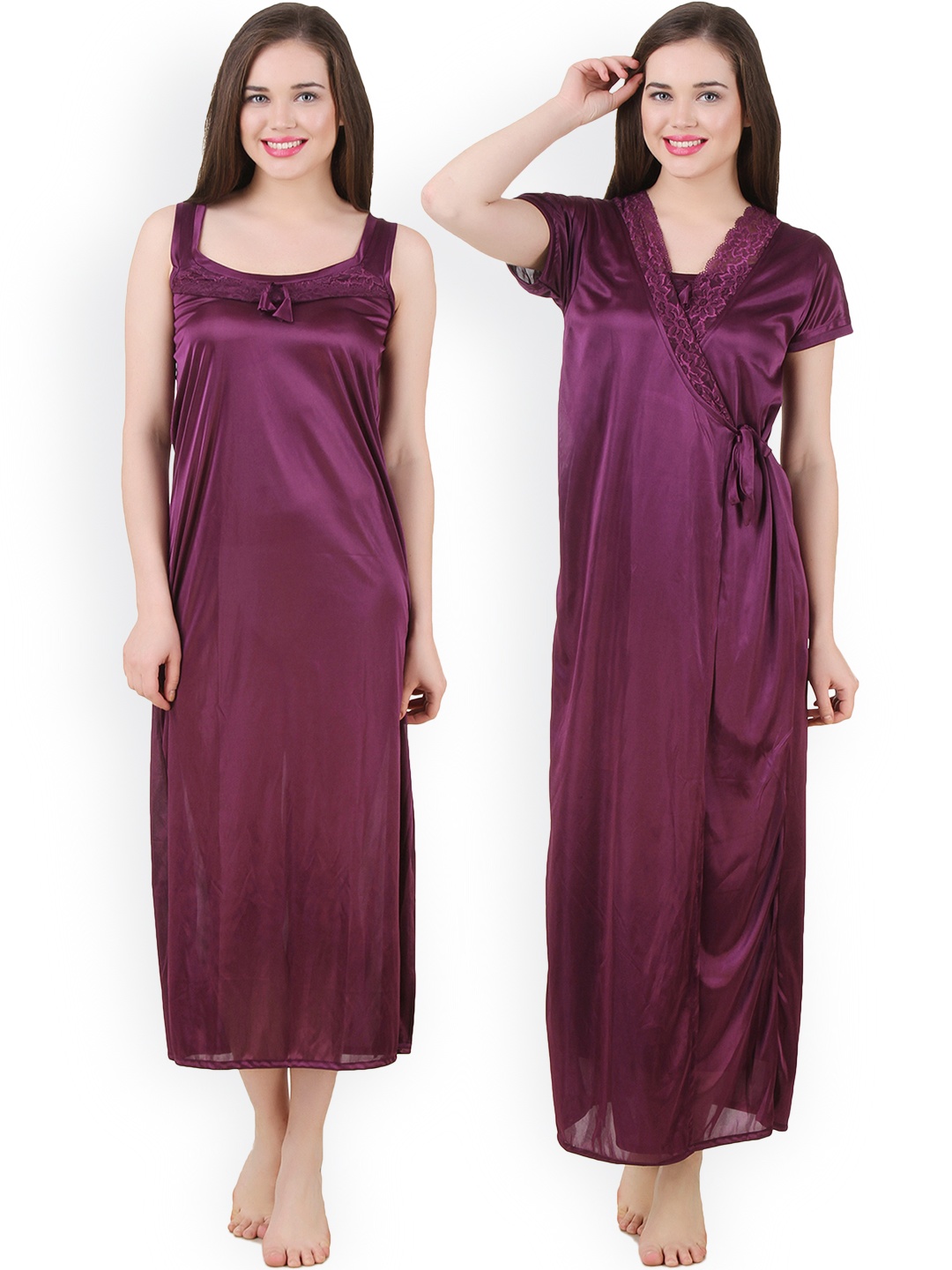 

Fasense Purple Maxi Nightdress with Robe GT004A2