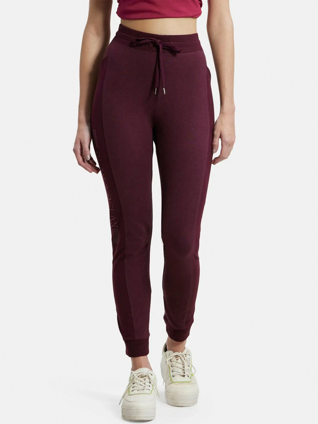 

Jockey Women Burgundy Solid Joggers