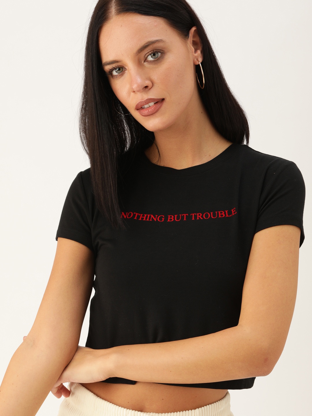 

FOREVER 21 Women Black & Red Printed Top