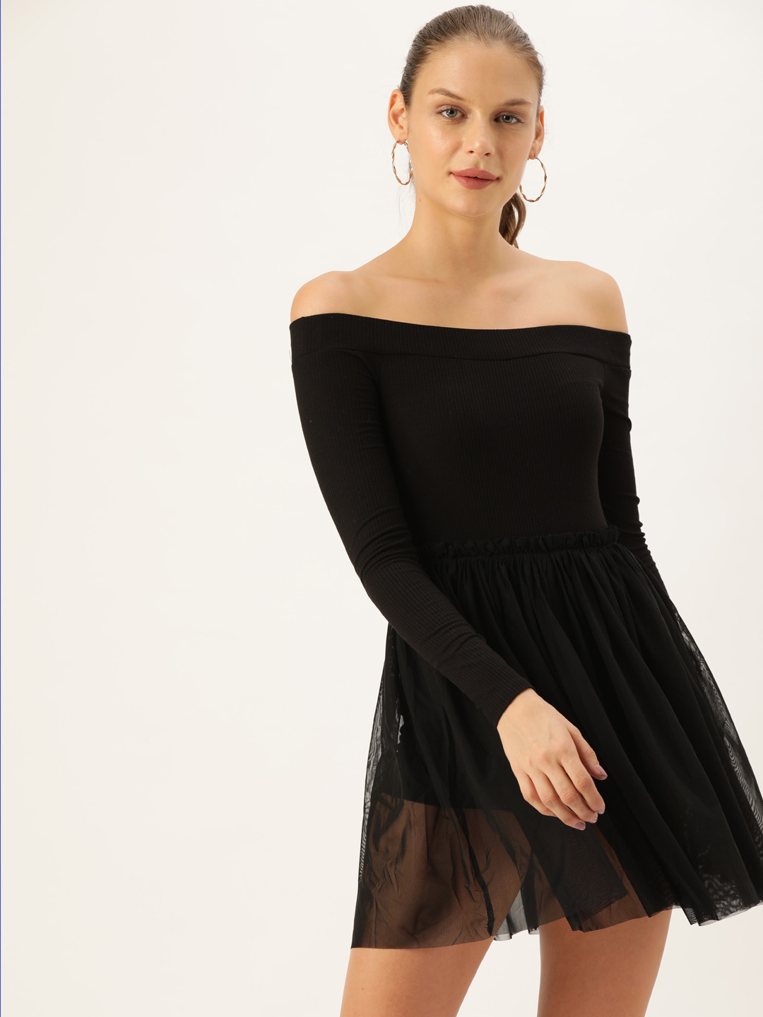 

FOREVER 21 Women Black Solid Fit and Flare Dress