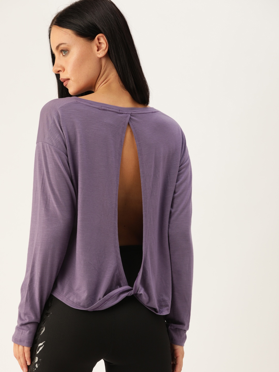 

FOREVER 21 Women Purple Solid A-Line Top