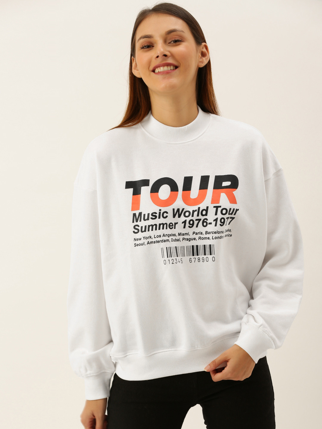 

FOREVER 21 Women White Printed Sweatshirt