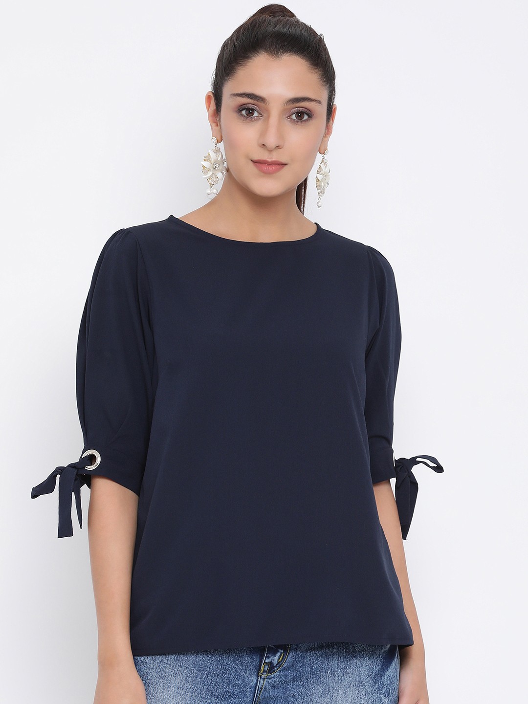 

Oxolloxo Women Navy Blue Solid Top