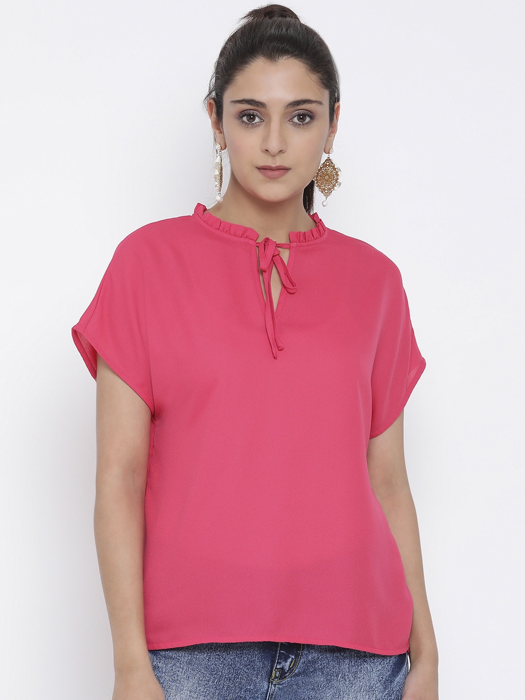 

Oxolloxo Women Coral Pink Solid Top
