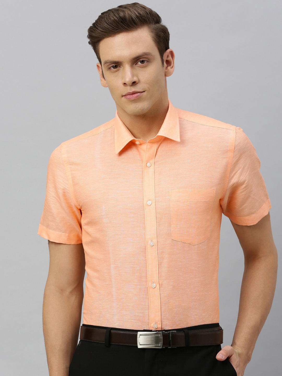 

Blackberrys Men Orange India Slim Fit Solid Formal Shirt