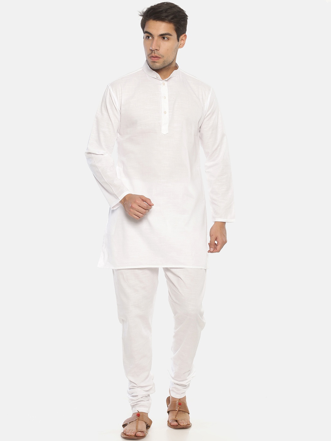 

Sethukrishna Men White Solid Kurta with Pyjamas