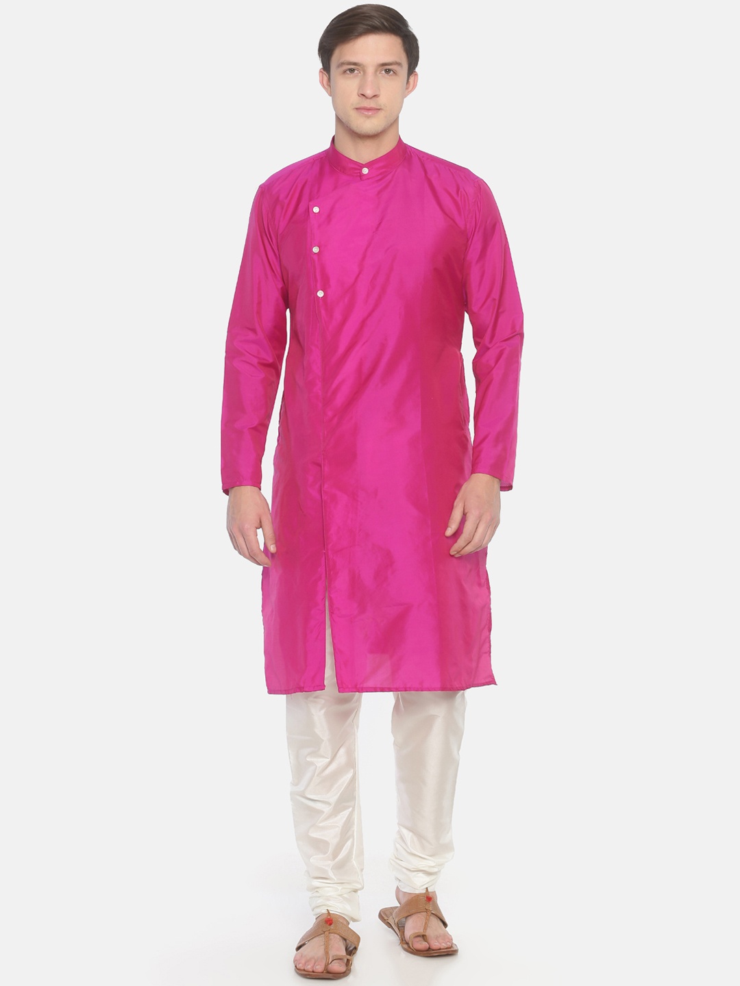 

Sethukrishna Men Pink Solid Kurta with Churidar