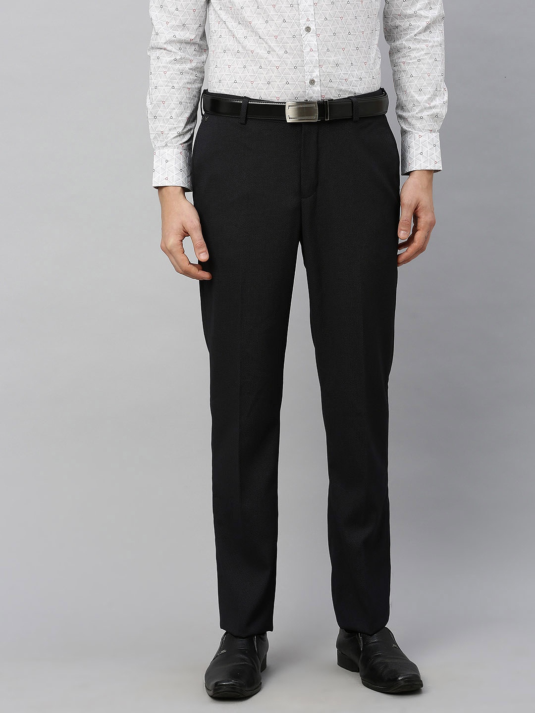 

Blackberrys Men Black B-90 Regular Fit Self Design Formal Trousers