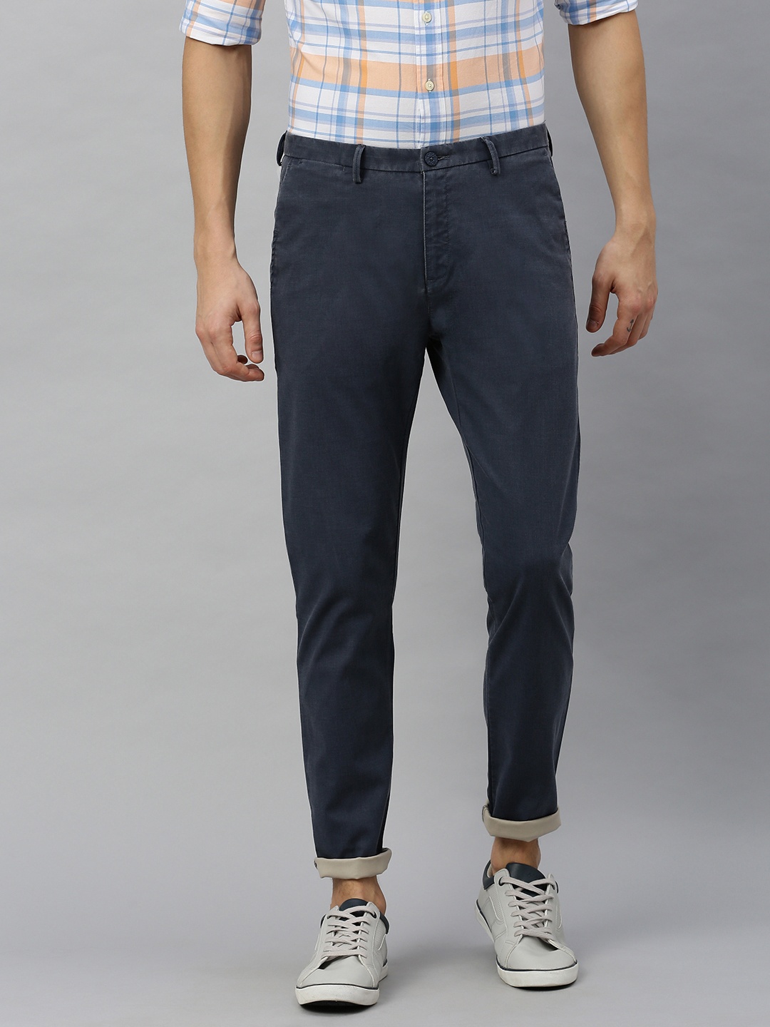 

Blackberrys Men Navy Blue Rafa Slim Fit Solid Regular Trousers