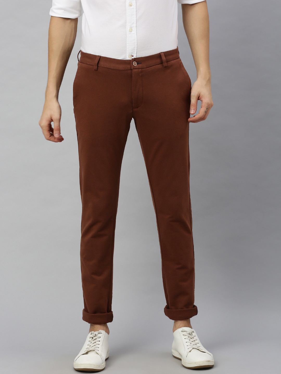 

Blackberrys Men Brown B-91 Slim Fit Solid Regular Trousers