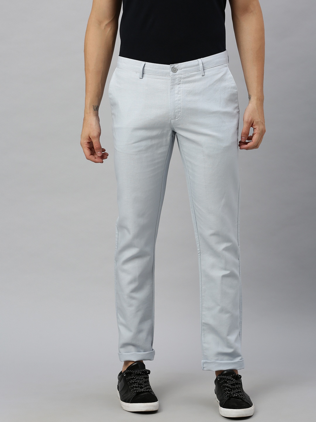 

Blackberrys Men Blue B-95 Slim Fit Solid Regular Trousers