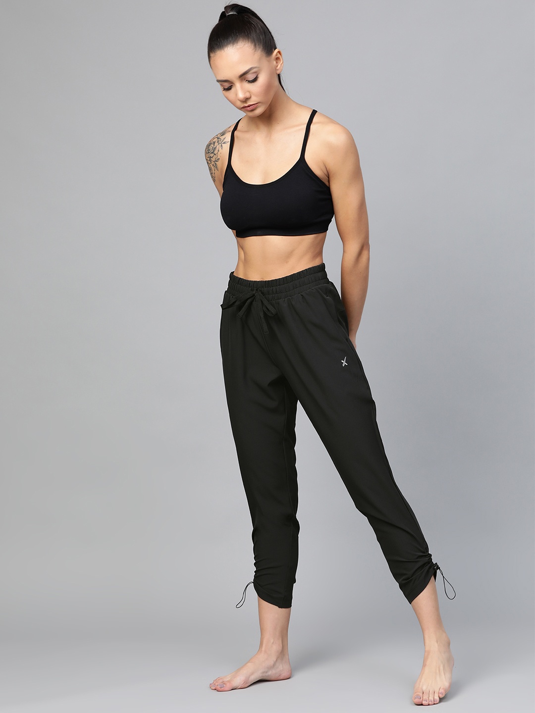 

HRX by Hrithik Roshan Women Black Solid Slim fit Rapid-Dry Antibacterial Yoga Track Pants