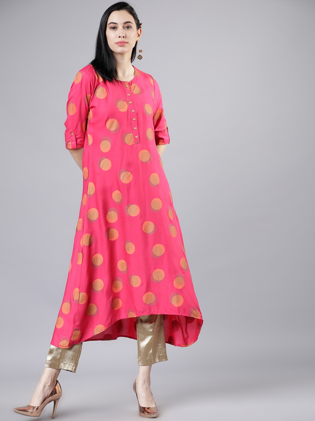 

Vishudh Women Coral Printed A-Line Kurta