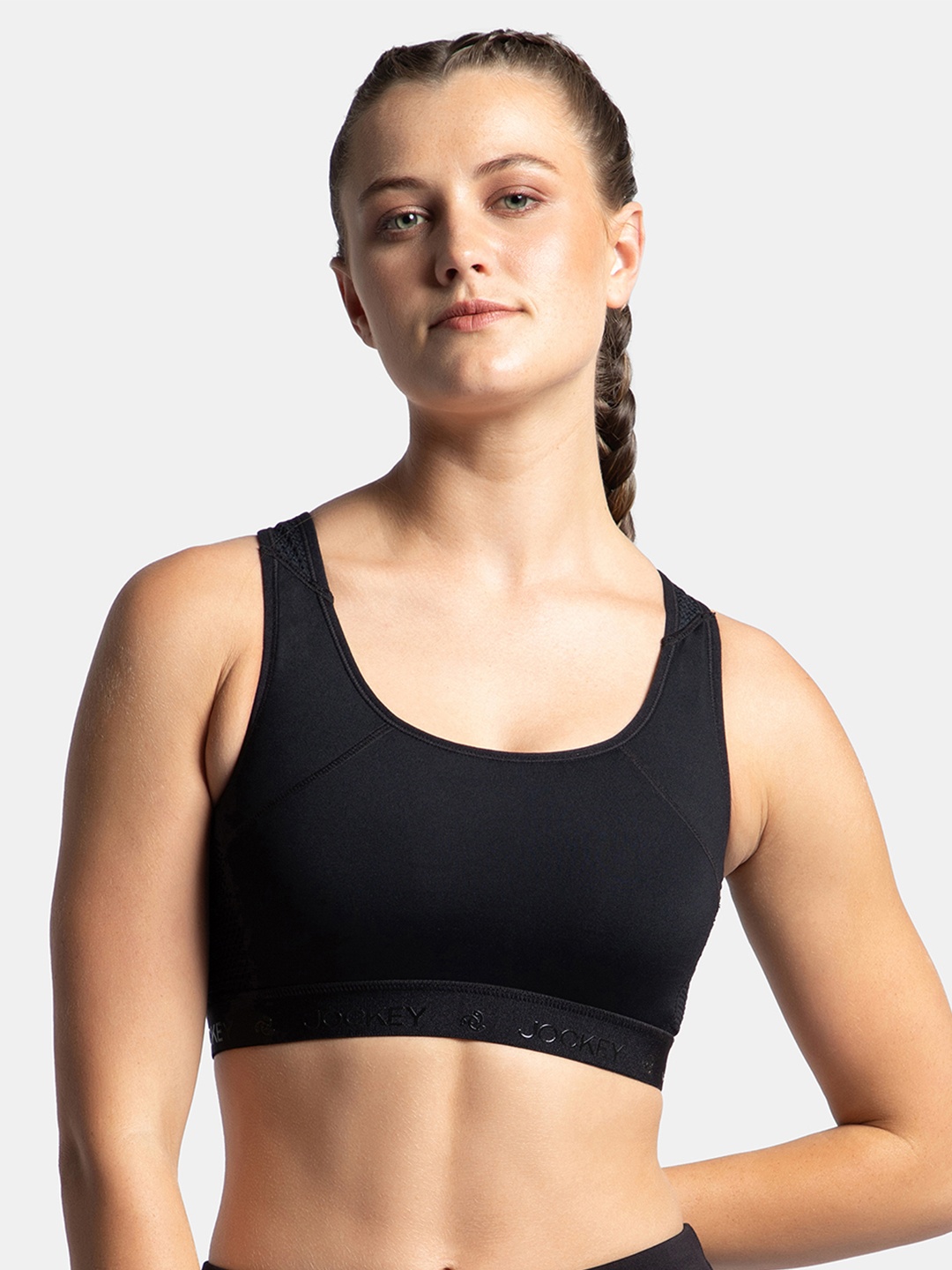 

Jockey Wirefree Padded Elastane Full Coverage Racer Back Styling Sports Bra-AP20, Black