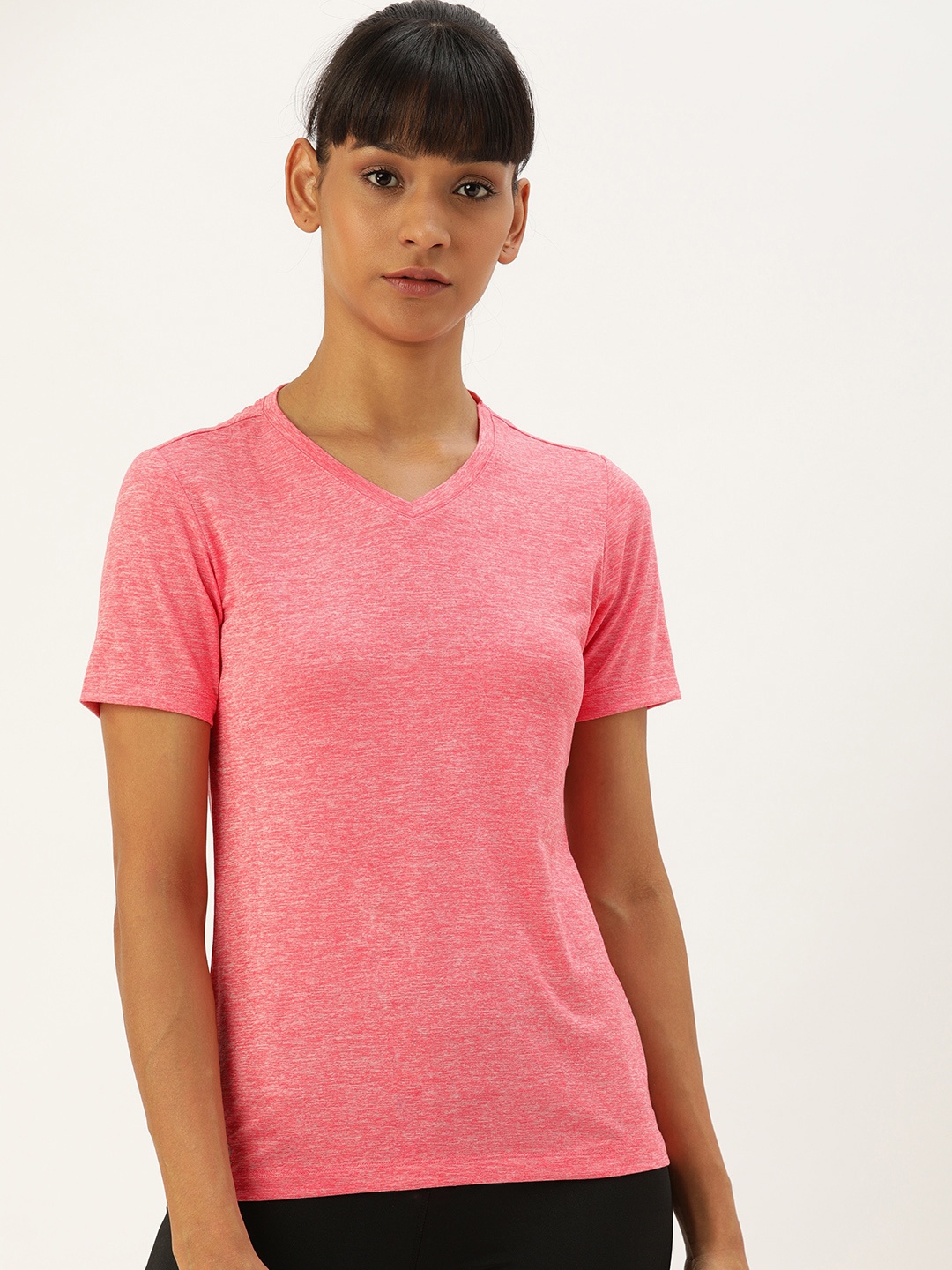 

Jockey Women Pink Solid V-Neck T-shirt
