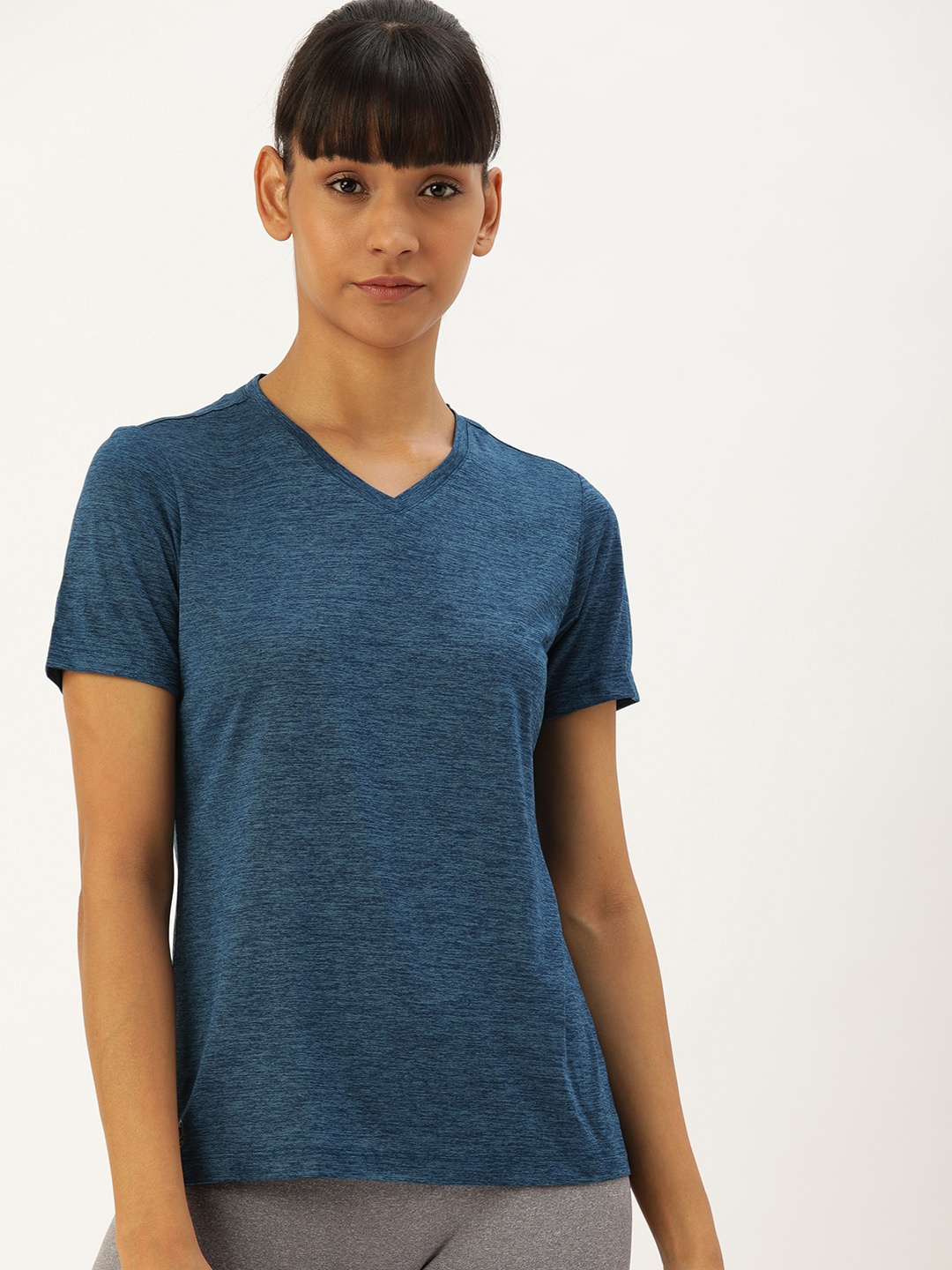 

Jockey Women Blue Solid V-Neck T-shirt