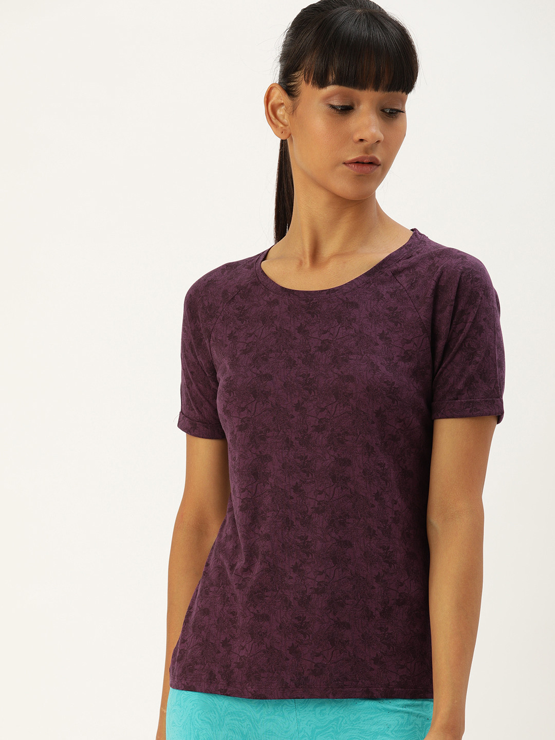 

Jockey Women Purple Printed Round Neck T-shirt