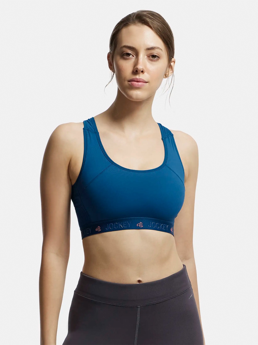 

Jockey Teal Blue Solid Non-Wired Lightly Padded Sports Bra AP20-0103