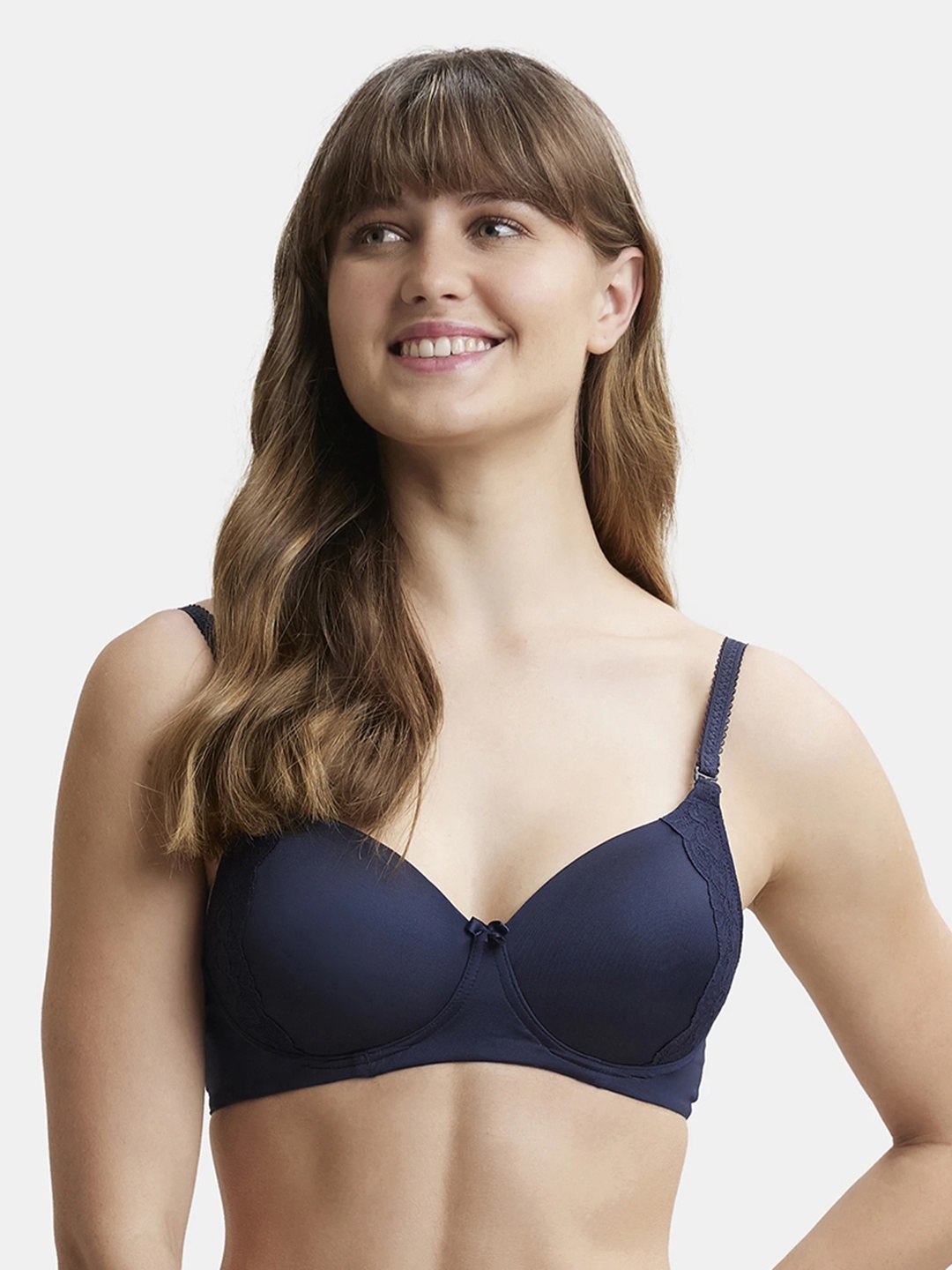 

Jockey Wirefree Padded Soft Touch Full Coverage Multiway Styling Tshirt Bra-1816, Navy blue